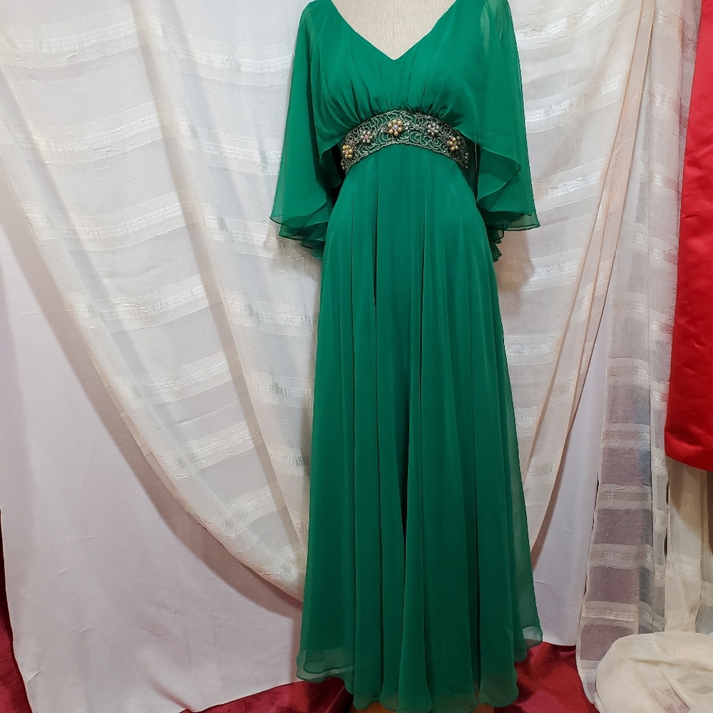 Vintage Mike Benet evening dress beading detail